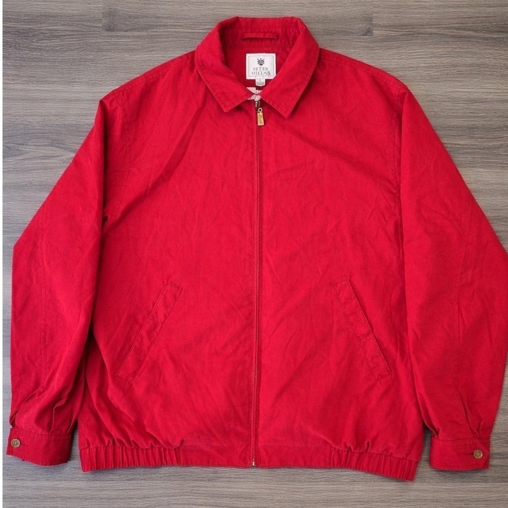 Peter Millar Red Full Zip Jacket Men XL Lightweight Golf Casual Coat - Picture 3 of 12